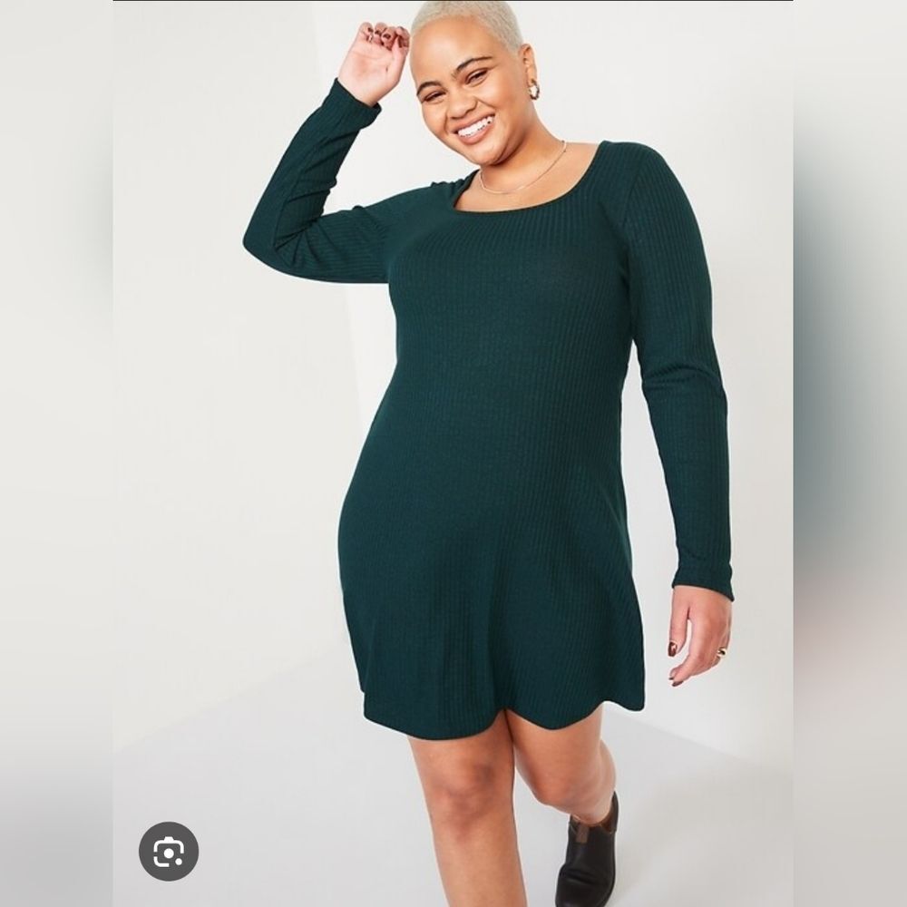 Old Navy Size XXL Fit And Flare Long Sleeve Ribbed Stretchy A-Line Mini Dress